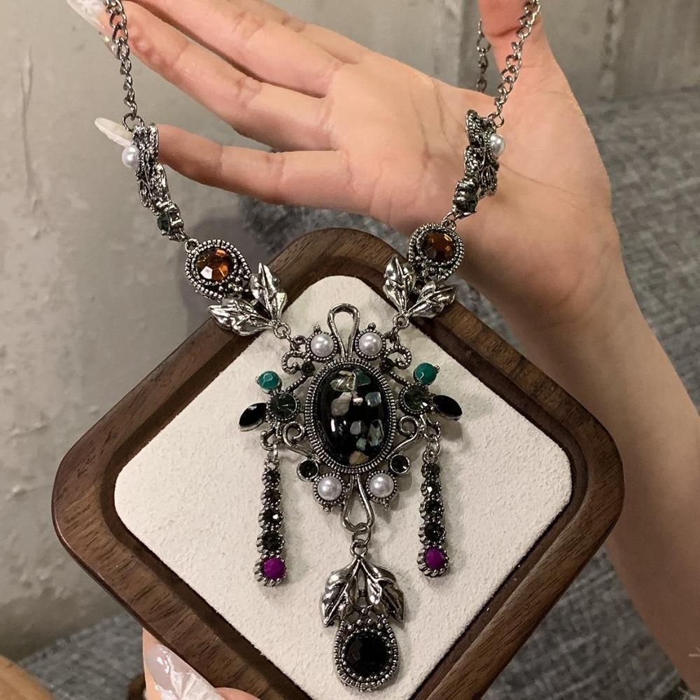Pendant Ethnic Tassel Necklace Pearl Rhinestone Necklace Women Ethnic Style Forehead Chain  Girls