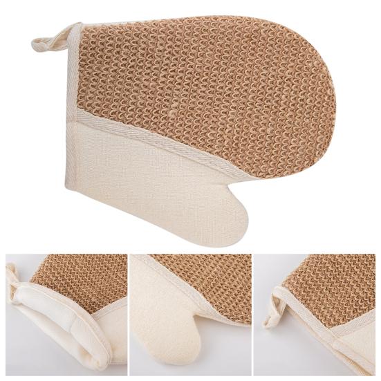 1Pc Bath Glove Burlap Fiber Glowing Skin Exfoliating Massage Scrubbing Shower Glove Sustainable Bath Accessories