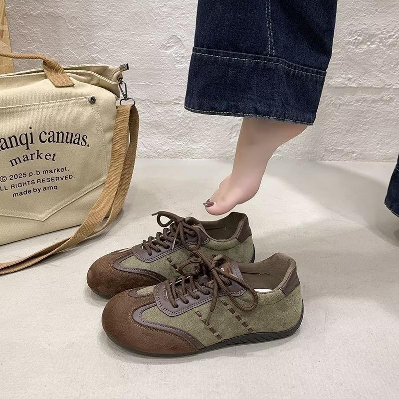 Soft Leather Retro Red German Training Shoes Women's 2026 Spring New Versatile Casual Flat Baseplate Shoes Forrest Gump Sports Shoes