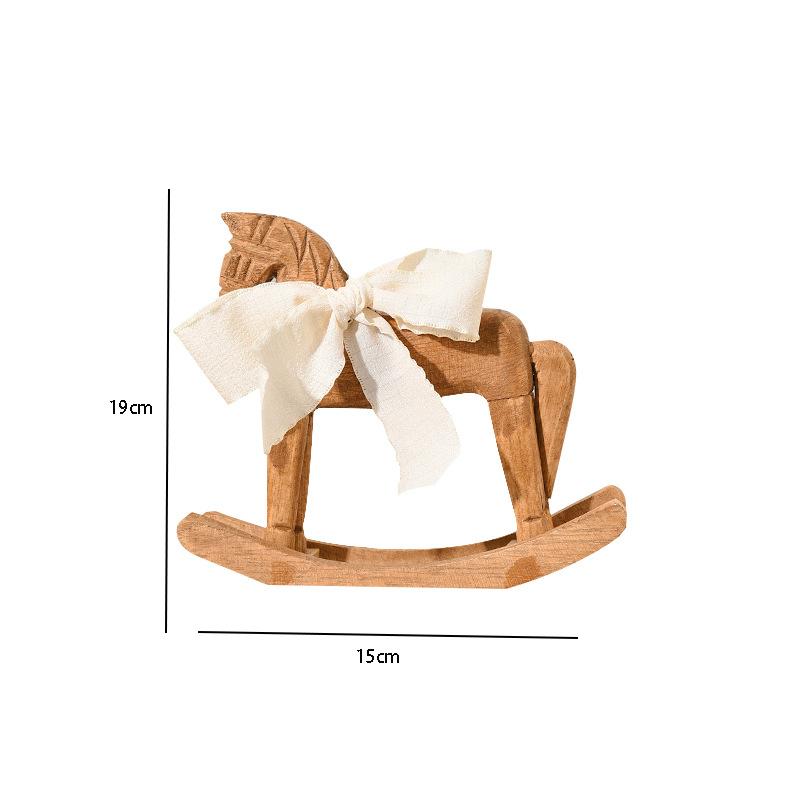 Creative Hand Carved Wooden Horse Series Retro Rocking Horse Desktop Decoration Ornament for Friends Commemorative Gift