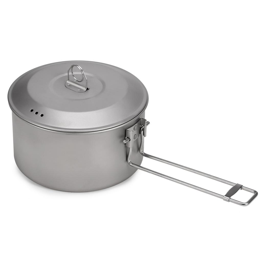 Camping Cookware Set Titanium Pot and Fry Pan Set with Lid and Foldable Handles for Outdoor Camping Hiking Backpacking