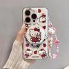 Magnetic Wireless Charging Hello Kitty Bracket Chain Case For Iphone 15 14 13 12 11 Pro Max 13 MINI XR XS Max 7 8 Plus SE Casing