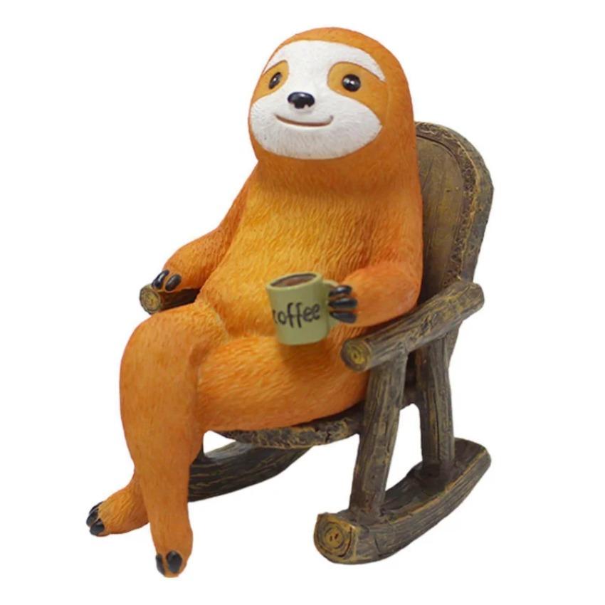 

1 Pcs New Sloth Resin Rocking Chair Ornament Resin Garden Relaxing Rocking Chair For Courtyard Garden Outdoor Desktop Decorative