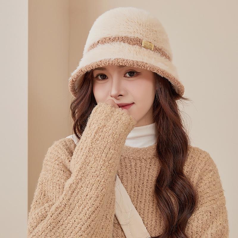 

Осень и Зима Плюс Бархатная Шляпа Рыбака Новая Шляпа Женская Корейская Версия Плюшевый Темперамент Универсальная Для Лица Маленькая Шляпа Ведро Шляпа Котелок M（54-58cm）