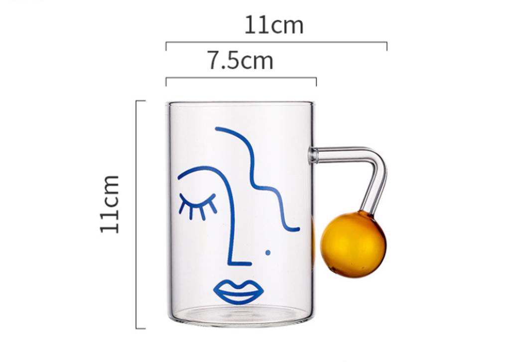Printed Transparent Creative Resistant Glass Tea Tea Drink Breakfast Beer Glass Ice Glass Cup Holder Drink Milk Milk Cup Juice | Beer Bowls (Transpare