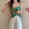 Colorful Striped Camisole for Women Female's Backless Slim Fit Vests Summer Sexy Style Short Chic Wearing Outside Tops