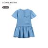 Teenie Weenie Kids 2026 Summer Girl's Denim Sunscreen Short Sleeve Dress