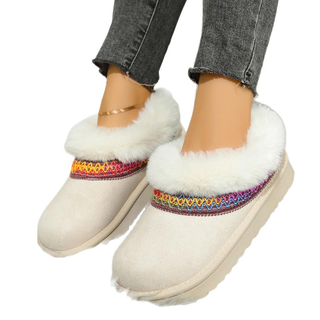 European and American Snow Boots Winter New Bag Head Velvet Slippers Flat Bottom Foot Warm Cotton Shoes