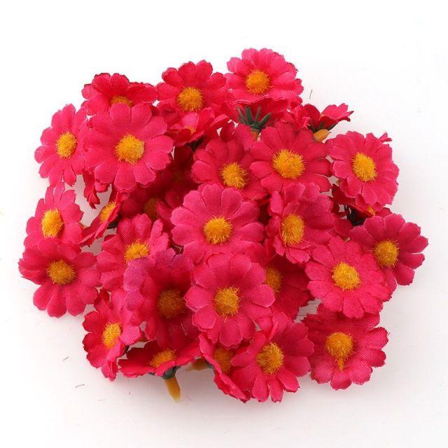 

100pcs Mini Dasiy Artificial Flowers Head Wedding Decoration for Home Decor DIY Wreath Gift Box Scrapbooking Craft Fake Flower