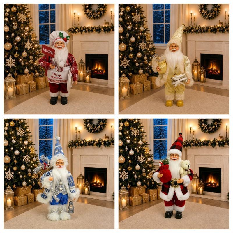 2026 Weihnachtsdekoration für Zuhause Weihnachtsmann Plüschpuppe 30cm Navidad Party Deko Xmas Ornamente Neujahrsgeschenk