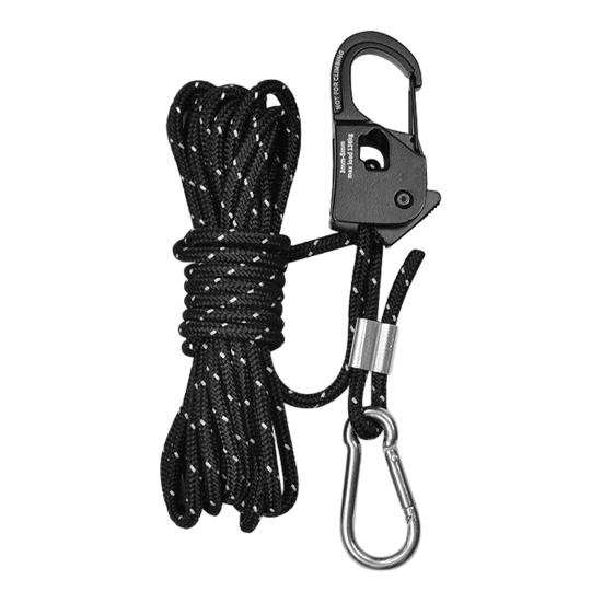 

3 шт./Набір Натягувач мотузки з карабіном для шнура Туризм, Походи, Кемпінг Регулятор мотузки-відтяжки Алюмінієвий сплав Самоблокуючий натягувач мотузки 4 чорний