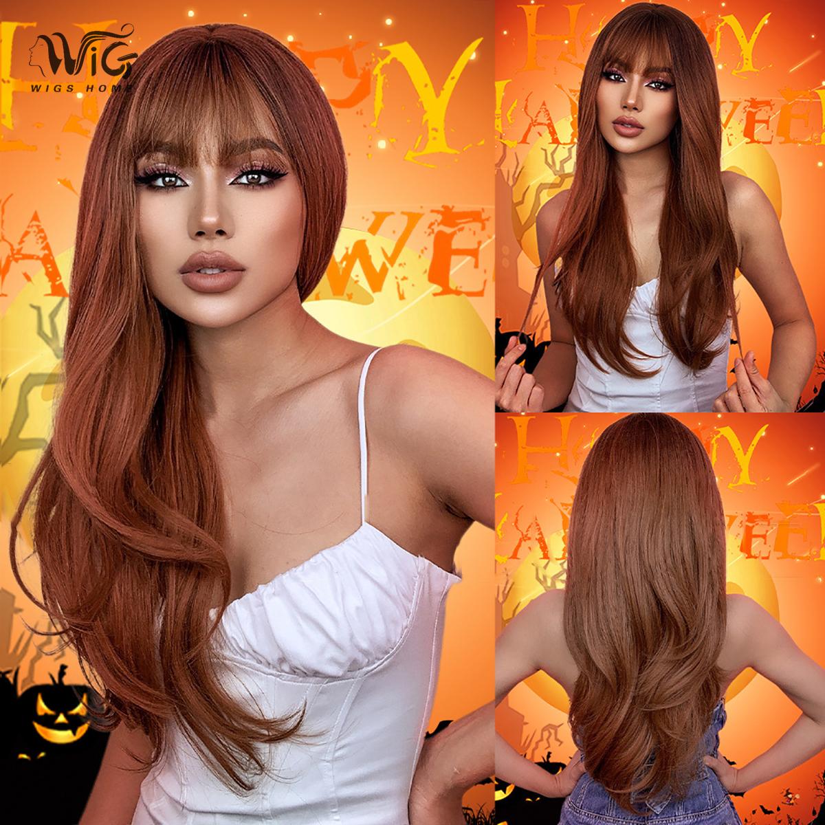 

Женский искусственный парик, 68 см, волосы, красновато-коричневый парик, длинный прямой парик, полное покрытие головы, розовая сетка для волос, головные уборы, украшение для красоты, парик