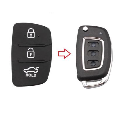Peças de carro substituição de borracha caso chave do carro para hyundai 3 botões chave escudo capa em branco