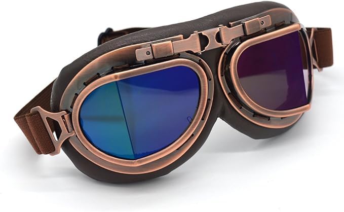 

Karokkaku Steampunk Vintage Retro Motorcycle Cycling Sports Pollen Protection Goggles, Glasses, Helmet, Pilot, Survival, (Blue) синий