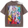 Vintage Washed Pink TShirt One Piece Anime Yamato White Wolf Print Oversize Streetwear Top Casual Daily Wear