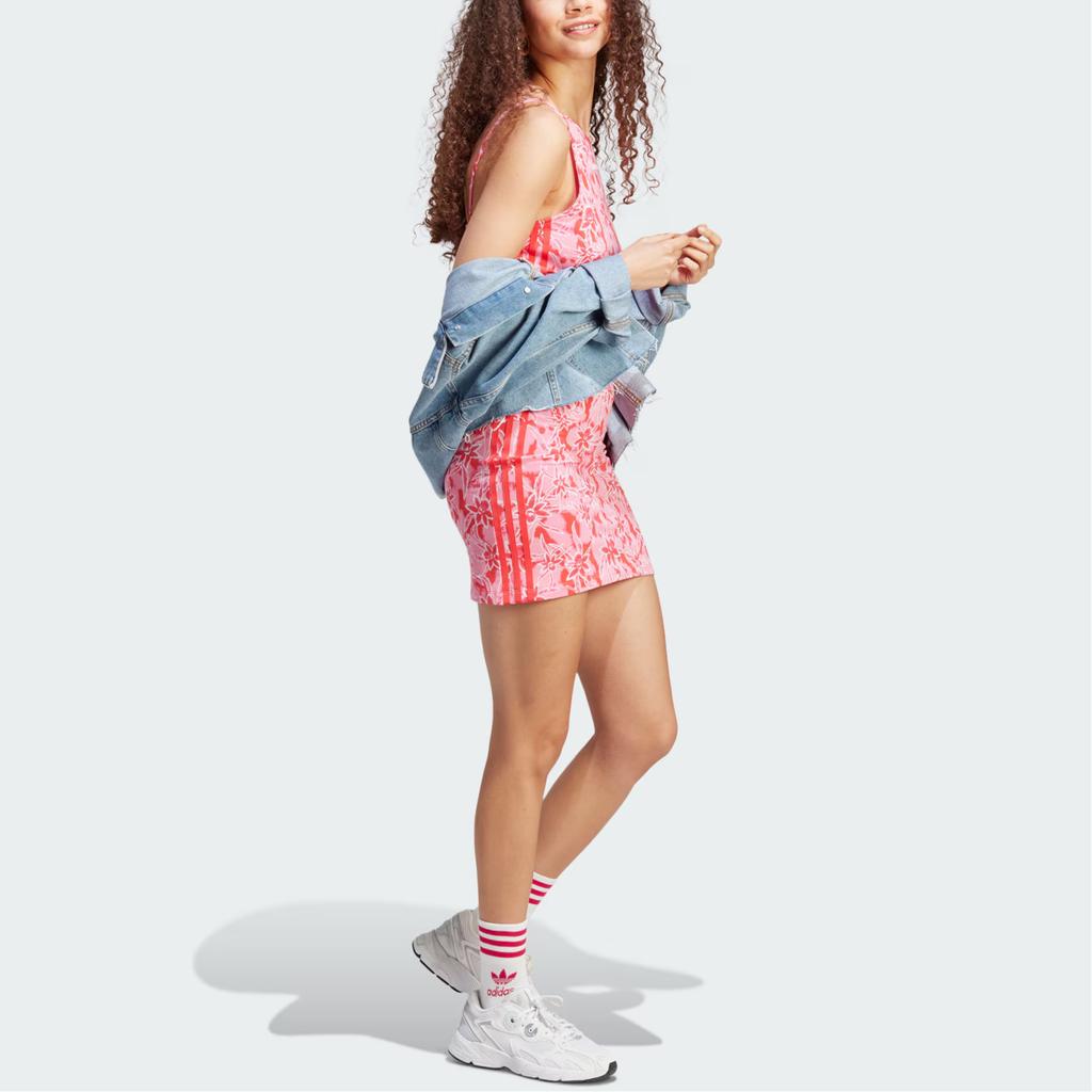 Adidas Originals Tight Dress Logo Print Backless Sleeveless Dress Women Dresses Clear-Pink IU0647