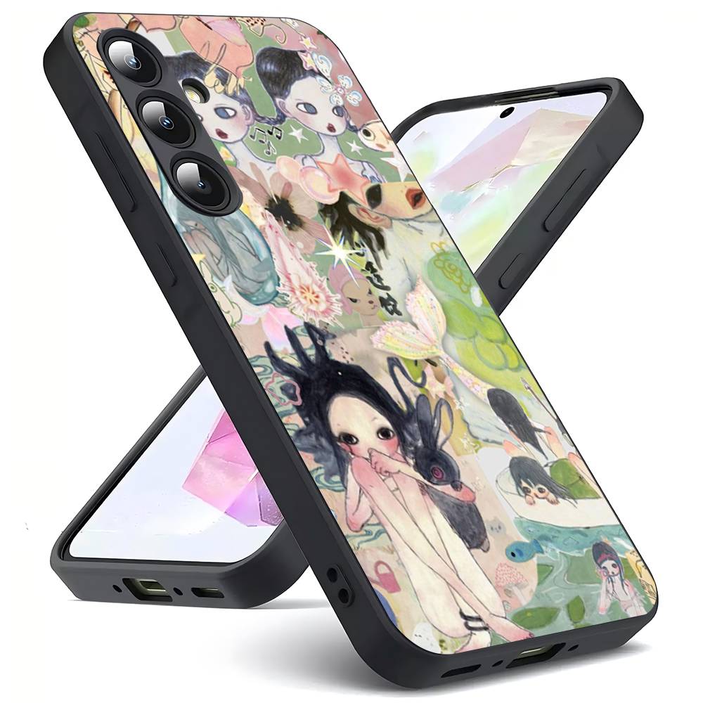 A-Aya Takano-O For Samsung Galaxy S25 S24 S23 Ultra S22 S21 Plus S20 Black Soft Silicone Protective Case