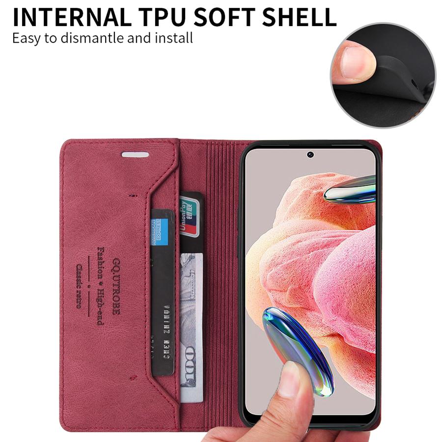Wallet Anti Theft Brush Magnetic Flip Card Stand Leather Case For Xiaomi Redmi Note 12 12S 12 Pro 11 11S 11 Pro Poco X5 Pro