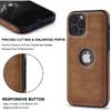 Classy Design Luxury Leather Phone Case for iPhone 12 & iPhone 12 Pro Non-Slip Grip Full Body Ultra Slim Protective Case (2020,6.1”) (Brown)