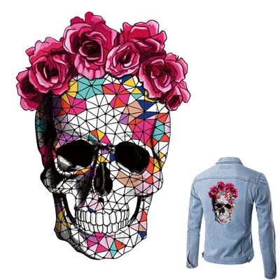 Rose Skull Iron On Patch A-Level Easy Print By Household T-Shirt Diy Decoration Parches Applique