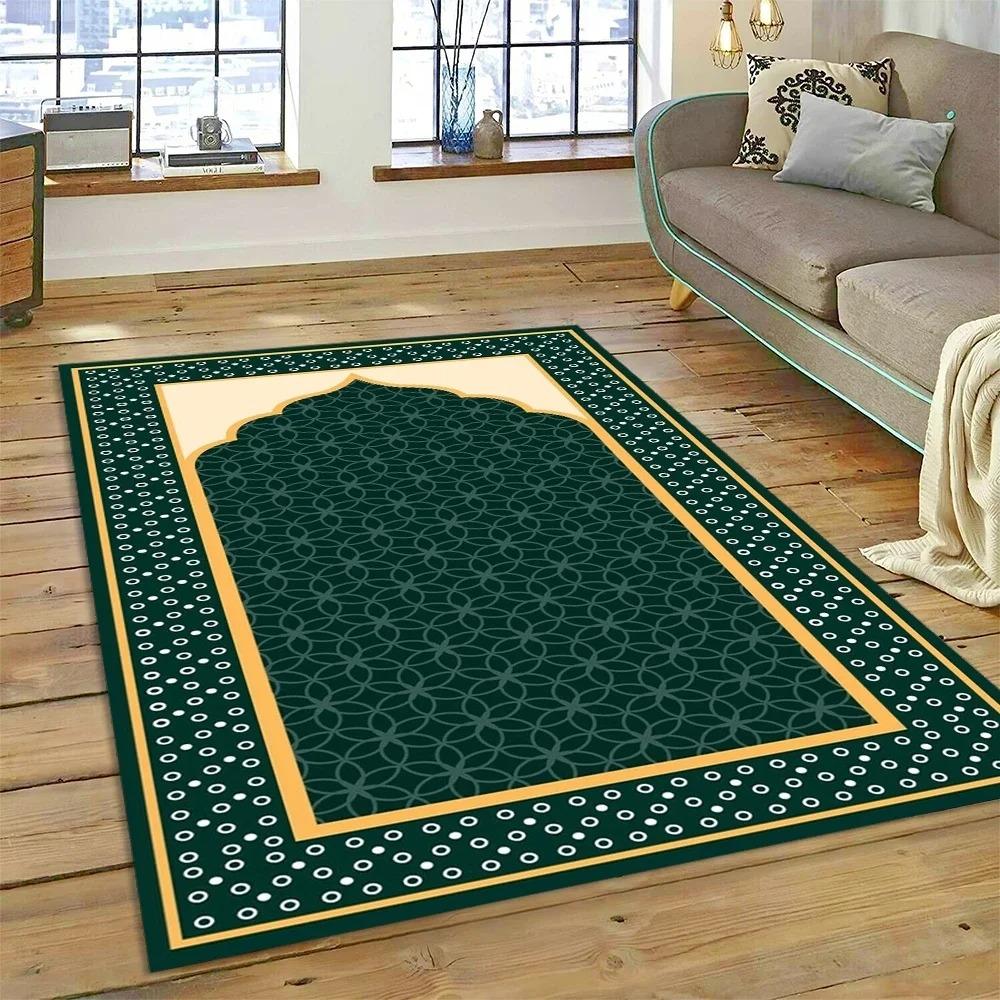 Muslimischer Islam Gebetsteppich zur Wohnzimmerdekoration Teppiche Zuhause Sofa Kaffeetisch Rutschfest Schlafzimmer Bettseite Bodenmatte Waschbar