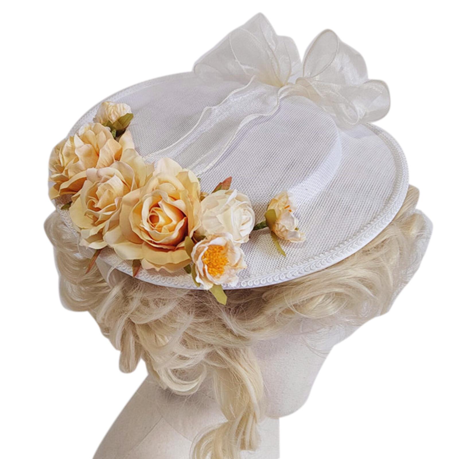 

Sweet Girls Flat Top Hat with Light Yellow Flowers Lolita Hat Surprise Gift for Girlfriend for Holiday Beach Festival 1