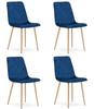 Turin Chair - Navy Blue Velvet / Wood-Colored Legs X 4