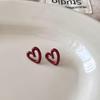 2024 Exquisite High-End Retro Silver Needle Red Heart Flower Earrings for Women