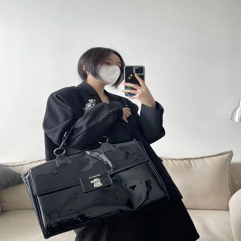 Women's glossy leather shoulder bag luxury bags for ladies simple messenger bags casual tote fashionable
