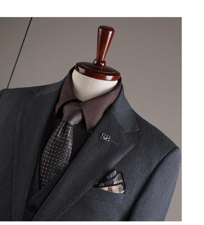 Plus Size Men's Striped Business Casual Wedding & Formal Suit Set