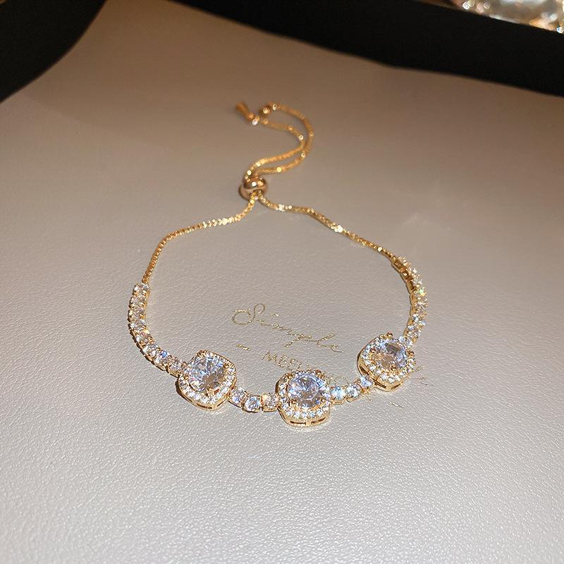 Cross-Border Zircon Square Adjustable Bracelet: Versatile, Sweet, Luxury Jewelry Design