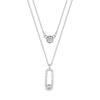 S925 Sterling Silver Brooch Pendant Necklace with Zircon Beads and Double Layer Cross Chain