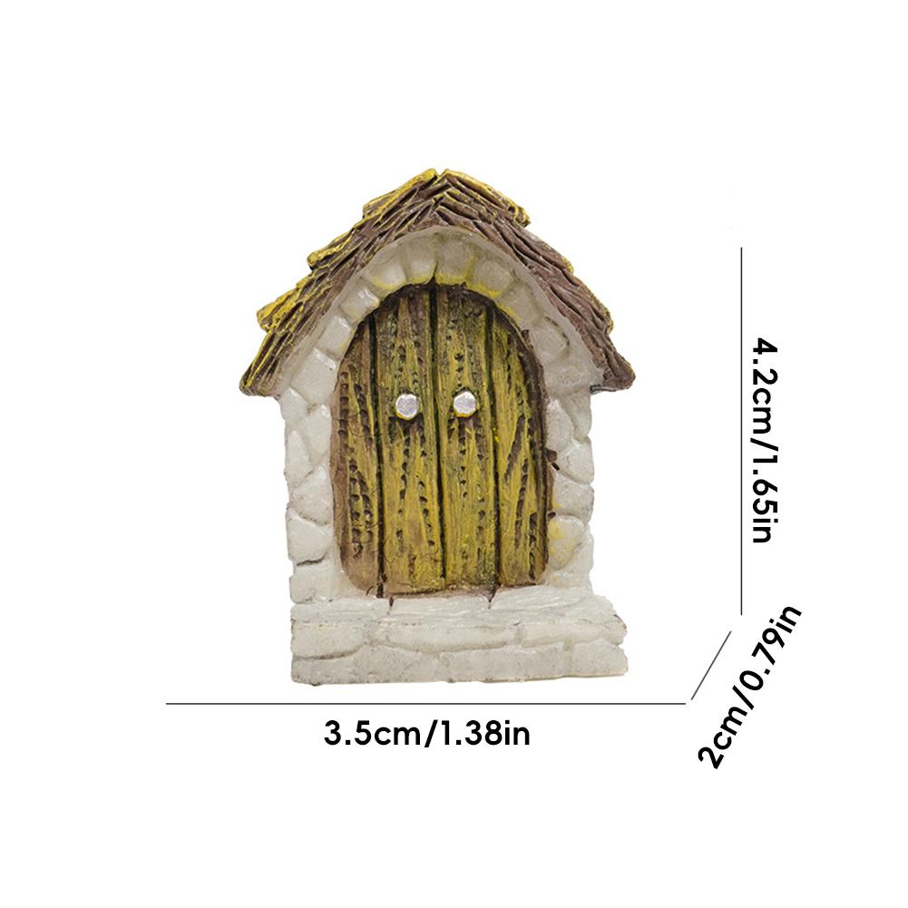Porta de Fada para Terrário Decoração de Porta de Madeira em Miniatura Casa de Bonecas Jardim de Fadas Mini Porta Acessório Jardim de Fadas para Aquário