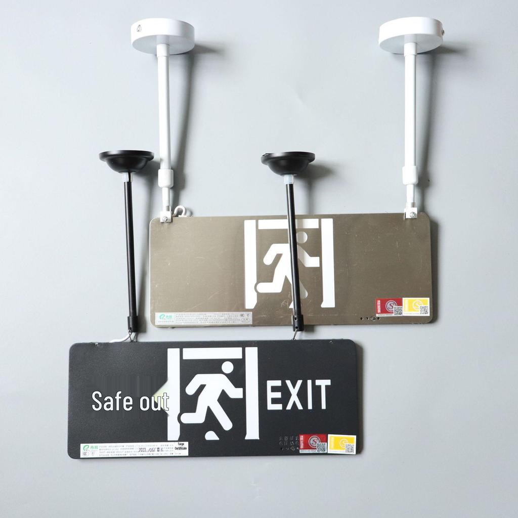 Screw Clamp Safety Exit LED Sign Light with Hanging Rod and Chain, Metal Baked Paint Fixture