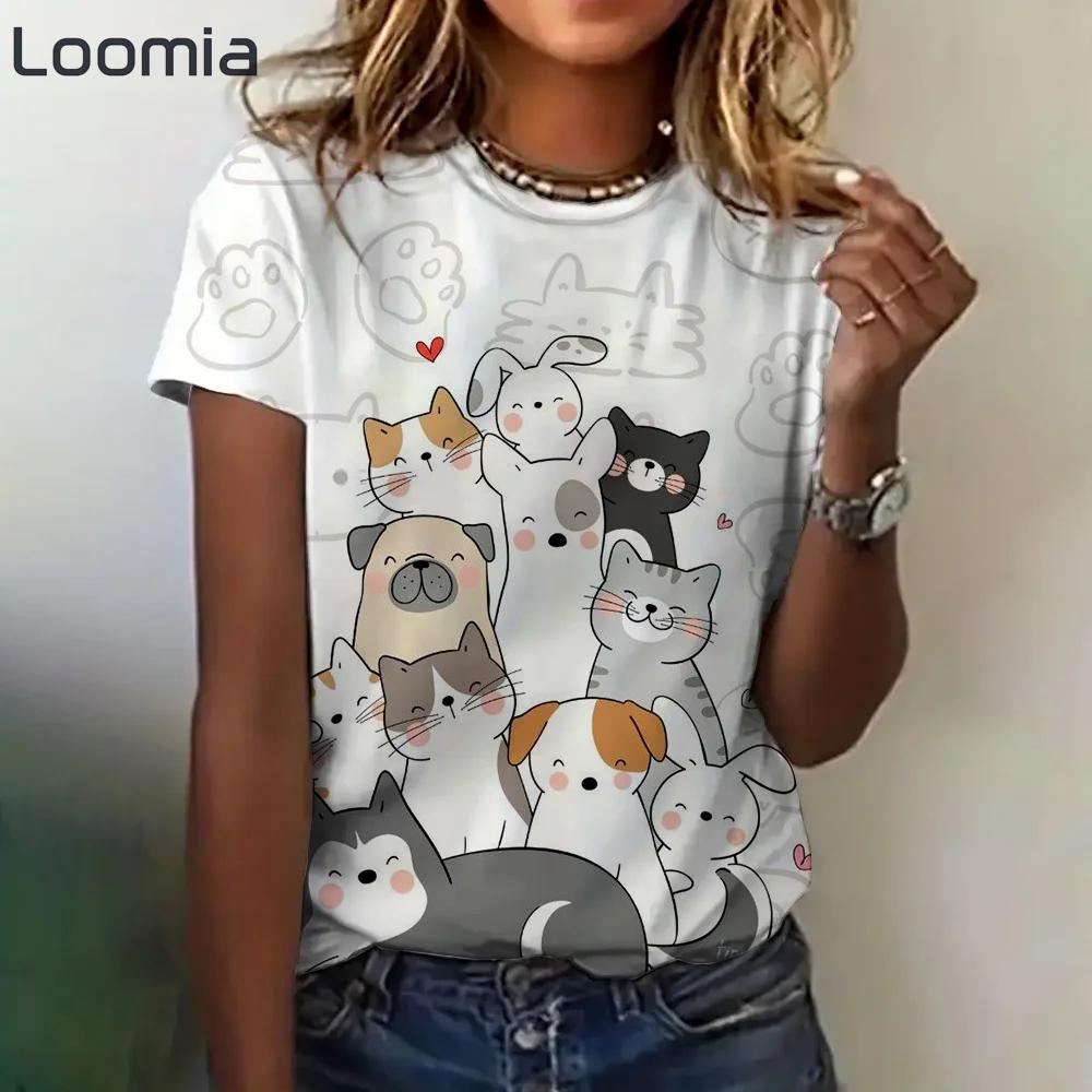 Cartoon Graphic Women's T Shirts Causal Short Sleeve Top Womenimitation Cotton Tees Oversized Female Clothing Ladies Summer Tees