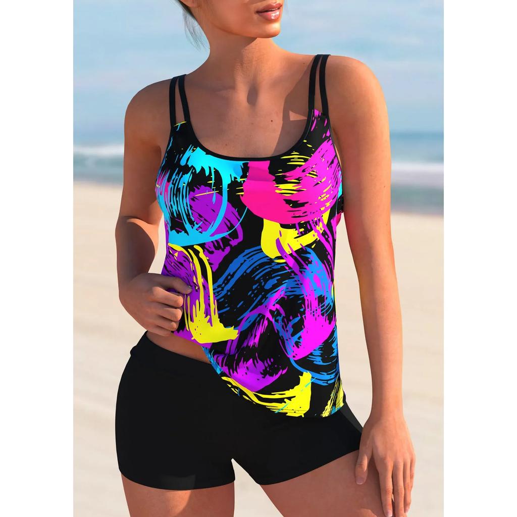 Summer Fashion Design Women's Bikini Two Piece Set with Ordinary Light and Shadow Printing Swimwear and Sports Beach Wear S-6XL