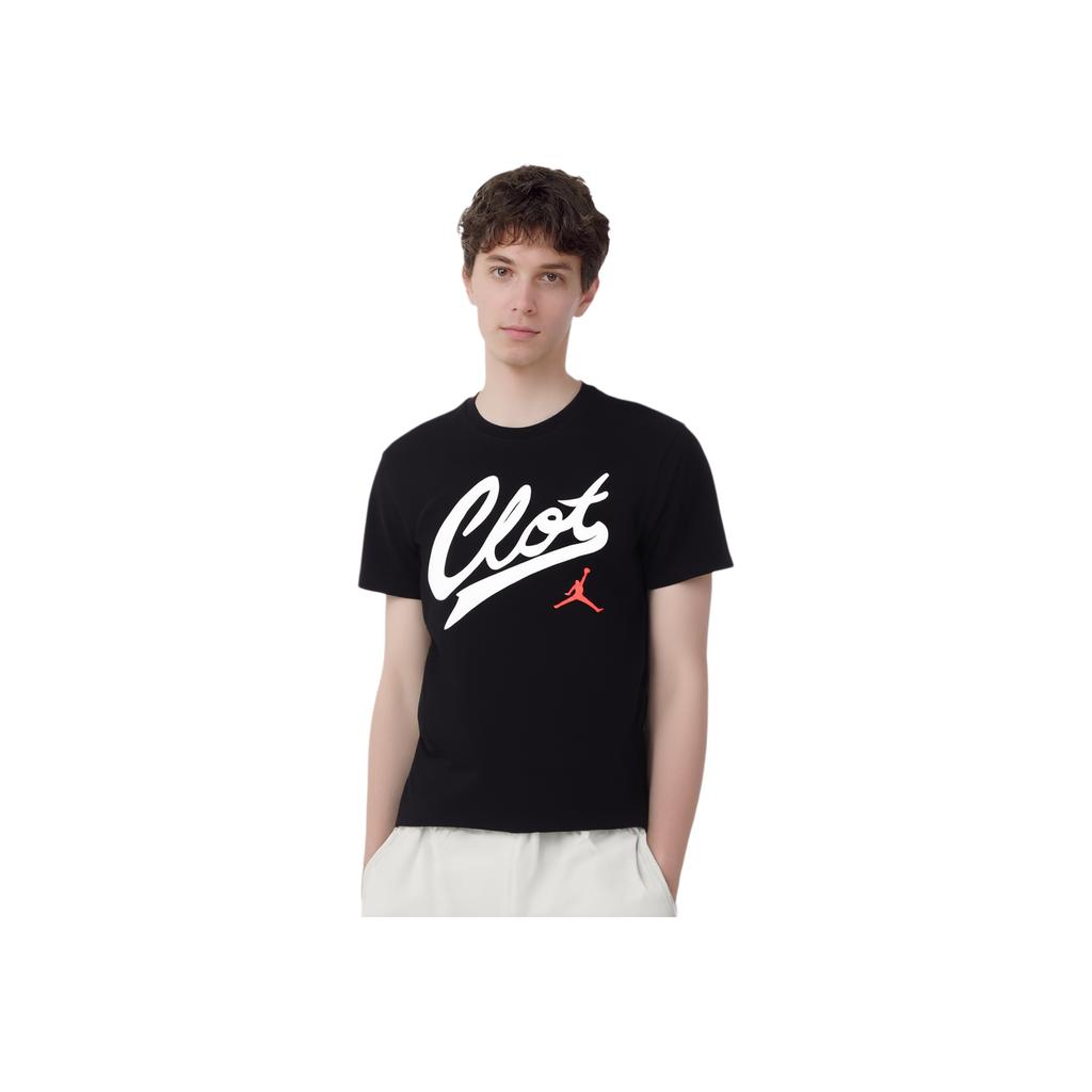 Air Jordan X Clot Collab Printed Round Neck Short Sleeve T-Shirt Men Tops Black AV6260-010
