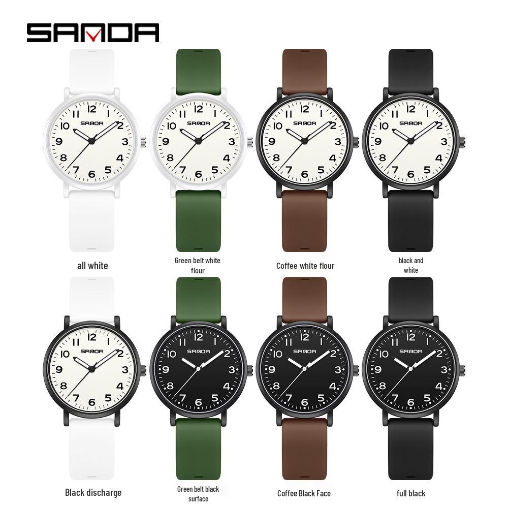 Sanda Quarzuhr Wasserdicht Leise Doppelkalender Unisex Uhr für Prüfung und Studium
