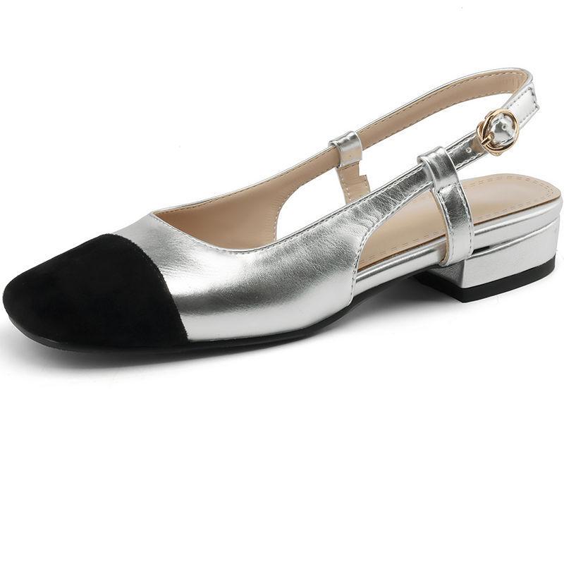 Small size French small fragrant wind low heel bag head sandals are absolutely comfortable in summer, foreign style niche wide fat feet large size