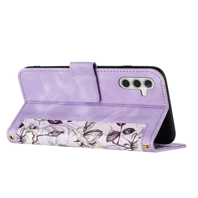 Modische floral bedruckte PU-Leder-Geldbörsenhülle für iPhone 15 14 13 12 11 Samsung S23 S22 S21 A13 A14 A34 A54 Google PU Lanyard Kartenfächer Flip Cover