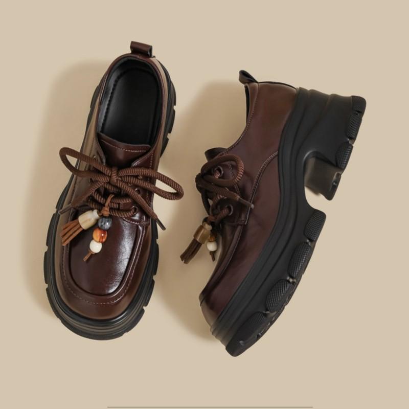 Fashion New British-style retro thick-soled loafers are versatile, casual and sporty height-increasing single shoes for women