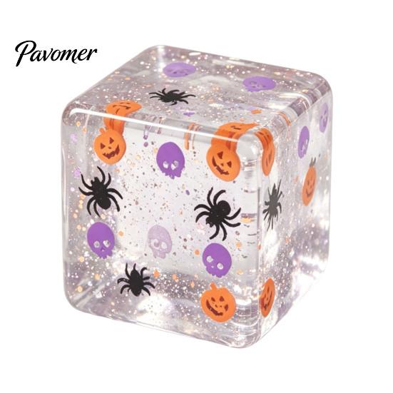 Portable Stress Toys Halloween Cube Sensory Toy, Squeeze Toy with Pumpkin Skull Relieving Spider Pattern, Clear Anxiety Relief Party Favors Gadget