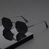 Men's Trendy Blue Polarized Sunglasses - Polygonal Metal Frames for Driving and Beach Travel