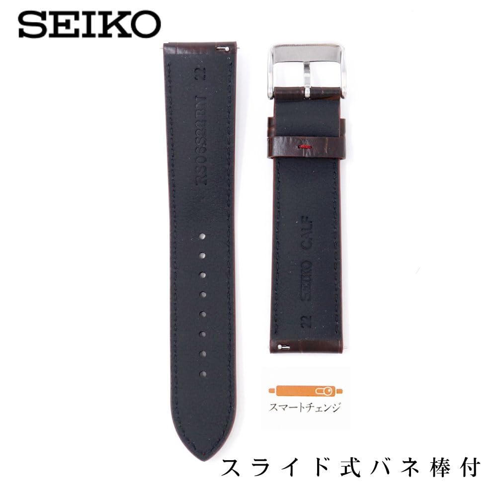 Reloj Piel Genuina Oscura con Cuidado RS06S22BN [Seiko] Correa, 22mm, Correa, Hombre, Marrón, Instrucciones,