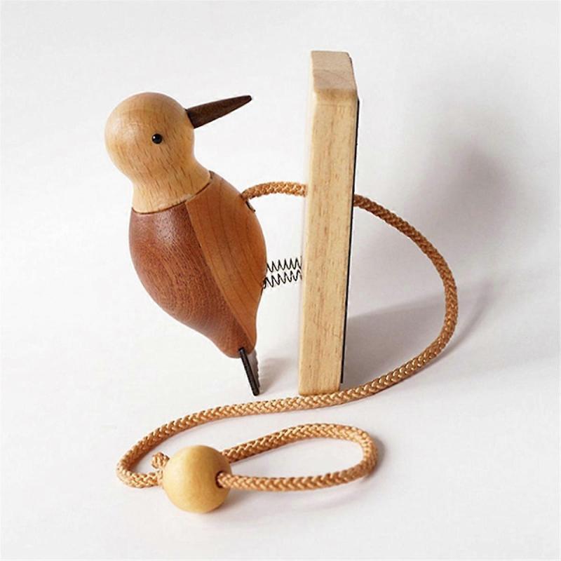 Wooden Woodpecker Door Bell Easy Installation Hanging Ornament Woodpecker Door Knocker for Indoor Window Wall Kids Toy