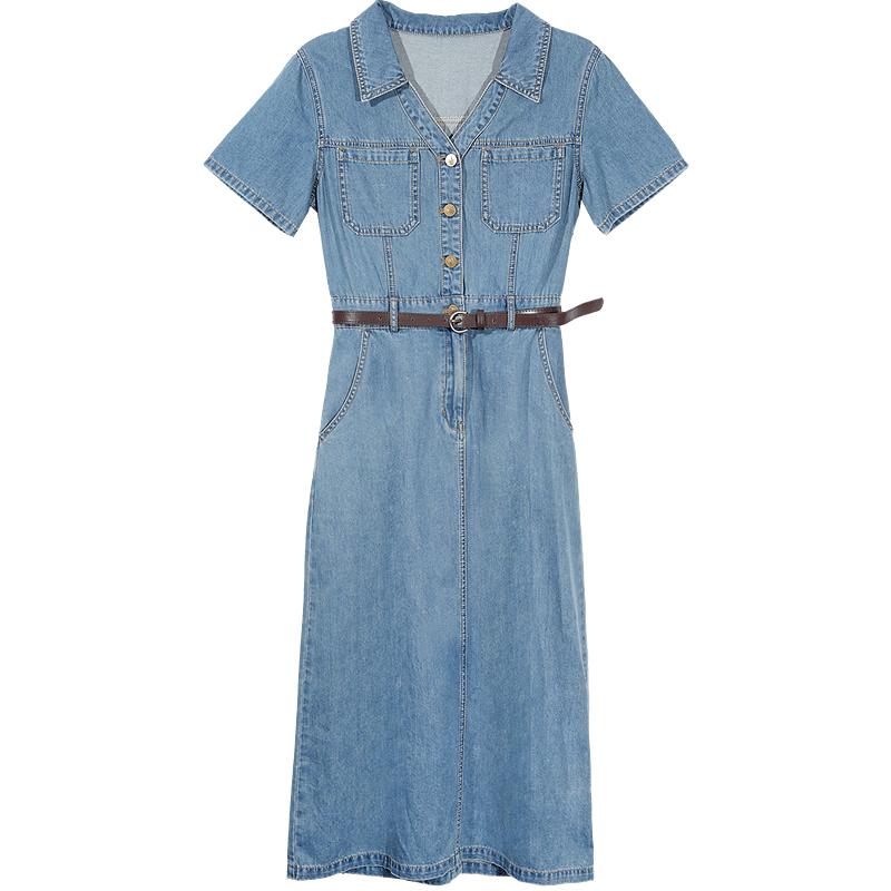 Betu Women s Denim Belted Midi Dress M