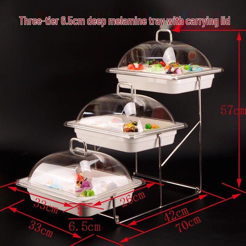 Aokewen 3-Tier Buffet Server with Melamine Plates