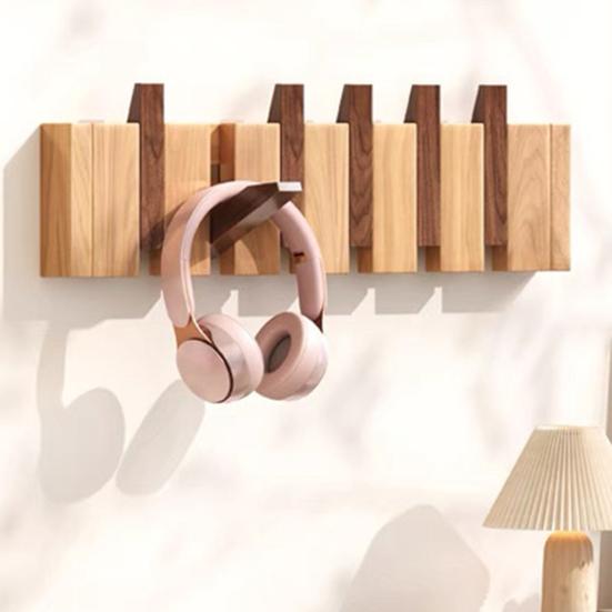 Yousheng Piano Style Coat Hook Wall-Mounted Wooden Clothes Hook Rustic Towel Hanger with Multiple Hooks for Coats Hats Scarves Keys Entryway Hallway