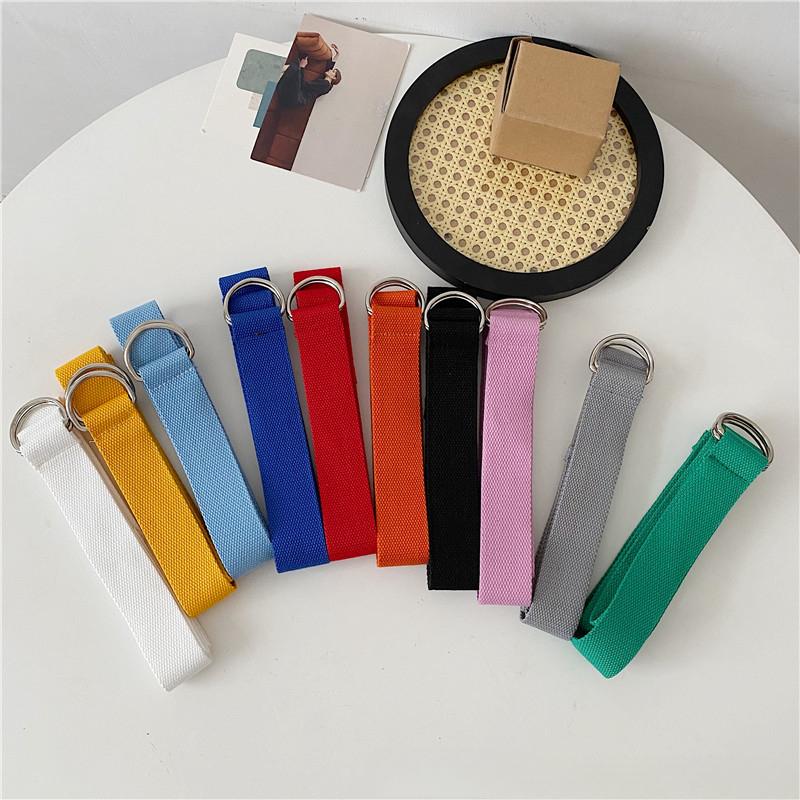 Simple Unisex Belt Solid Color Canvas Double Ring Buckle Youth Students Nylon Jeans Belts Versatile Durable Adjustable Fashion