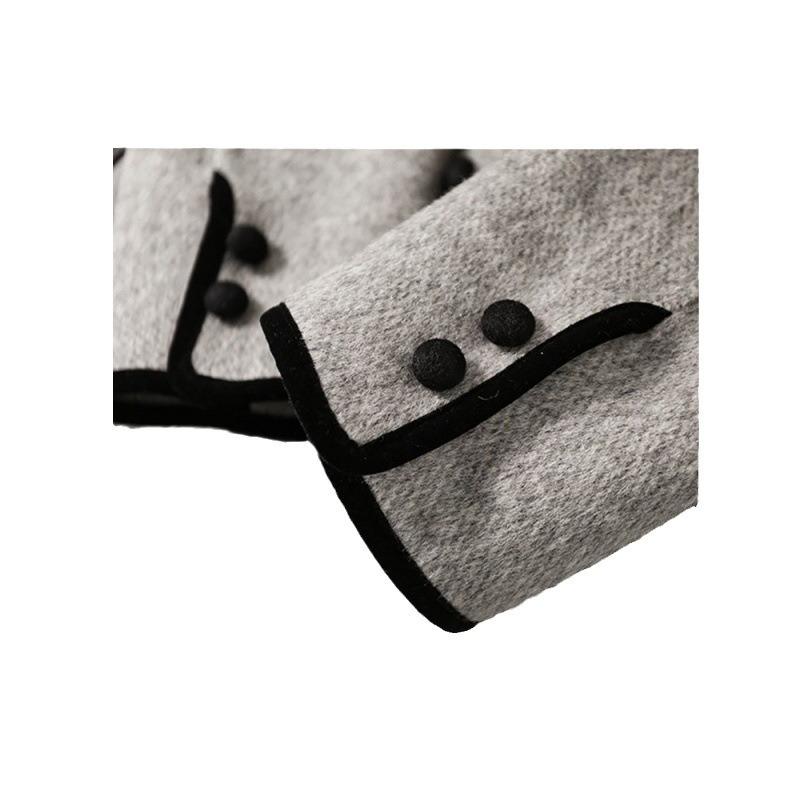 Autumn and Winter Women's 3XL Coat Retro New Fashion Double-breasted Casual Mid-length Temperament Contrasting Small Lapel Woolen Coat for Women